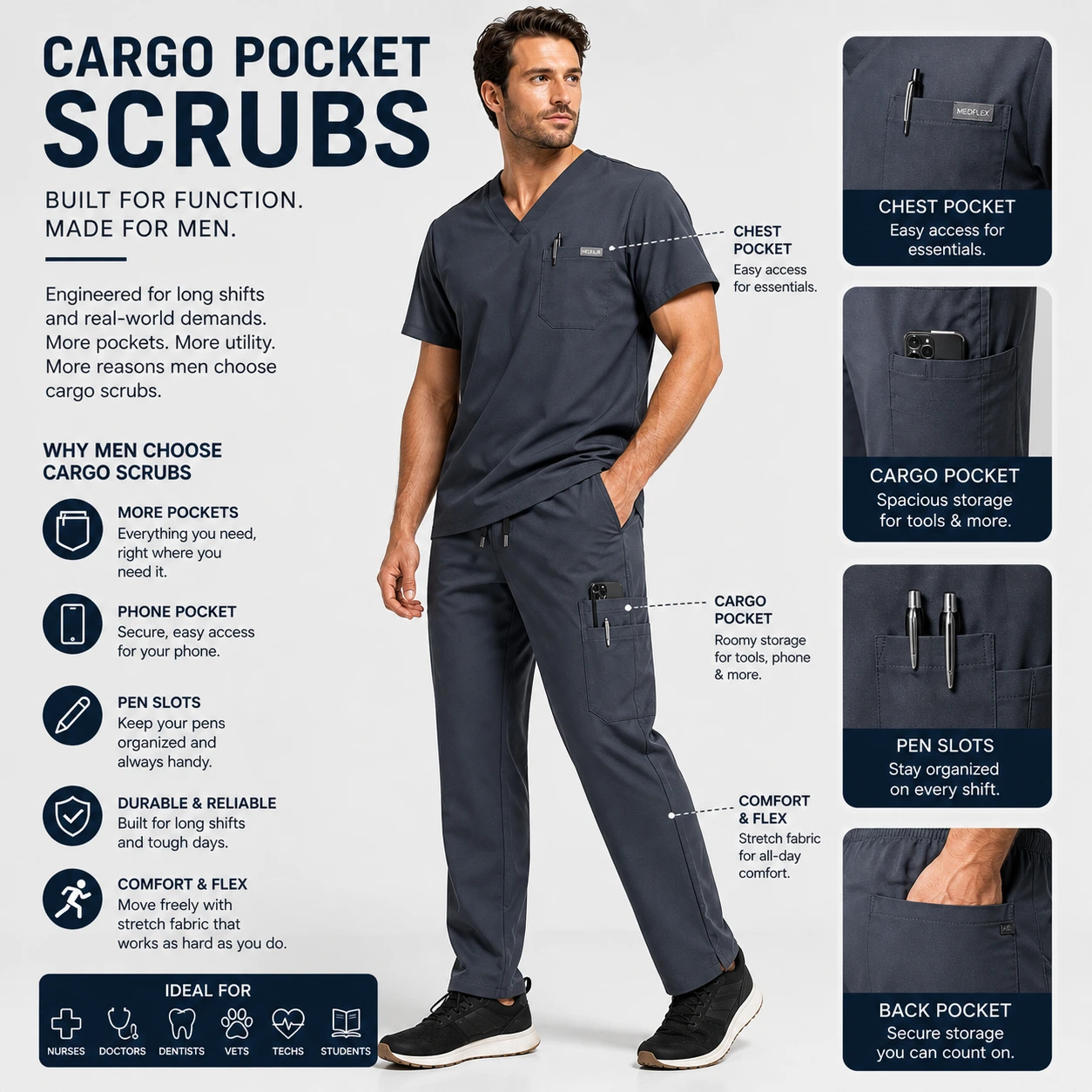 Cargo Scrubs For Men