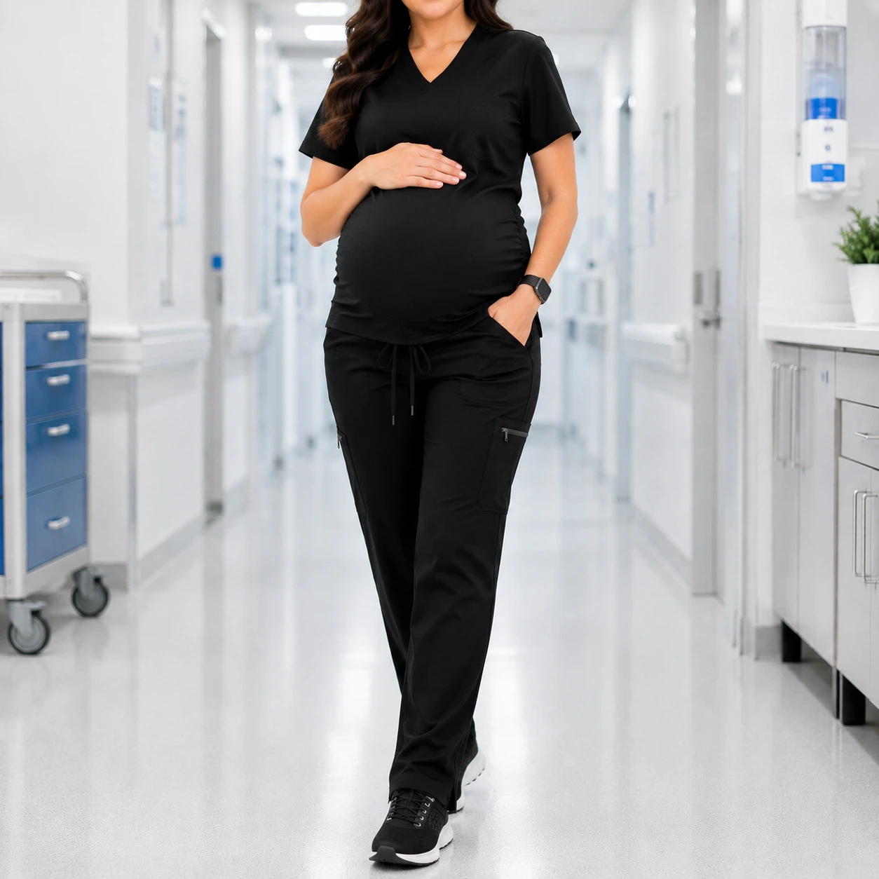 Black Maternity Scrub Pants