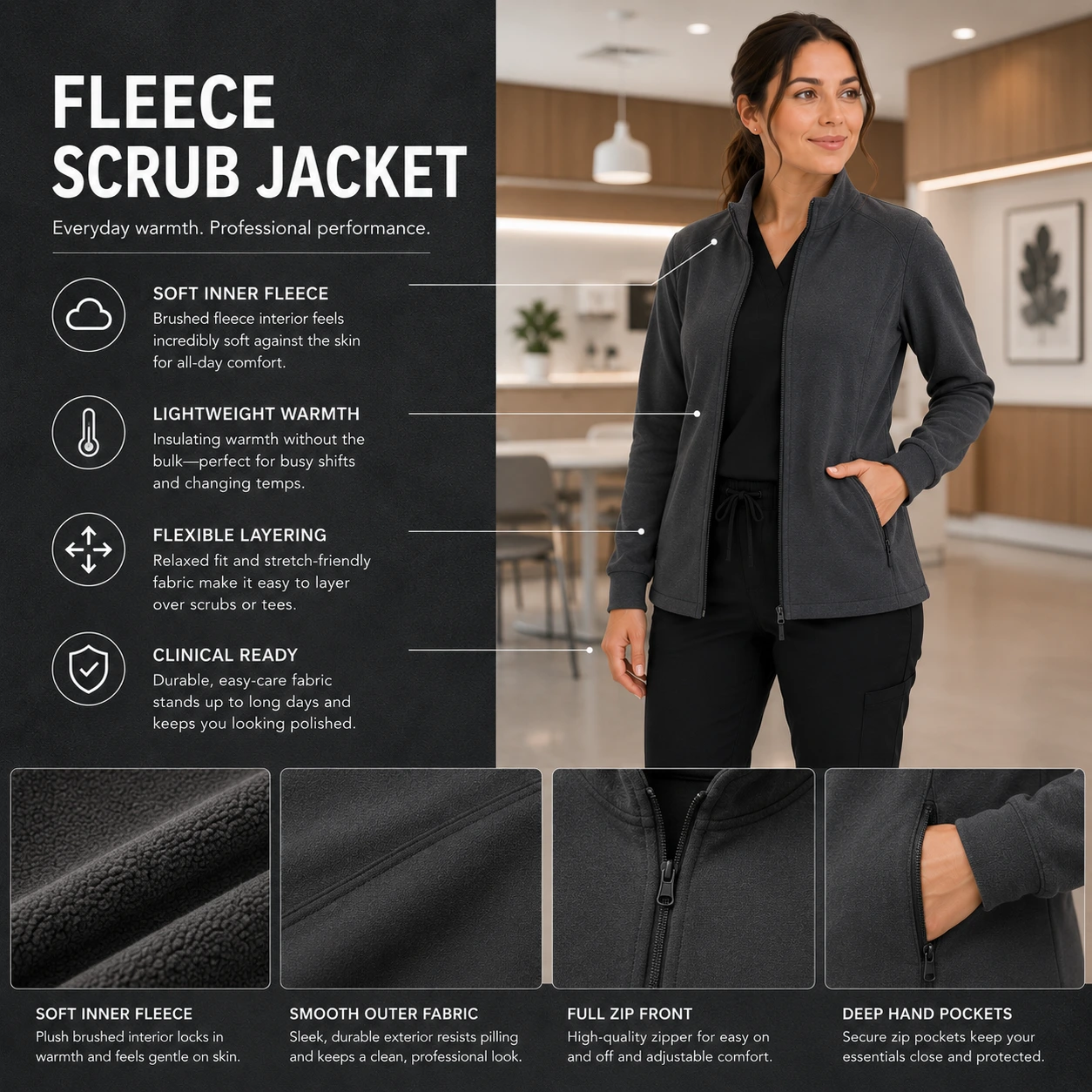 Fleece Scrub Jacket