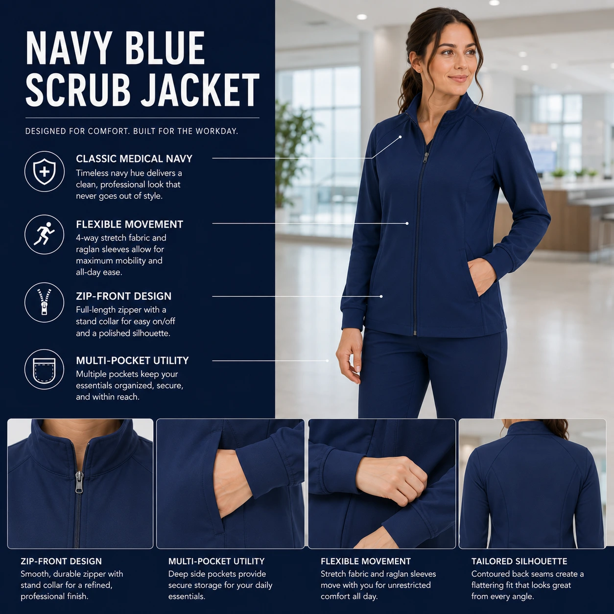 Navy Blue Scrub Jacket