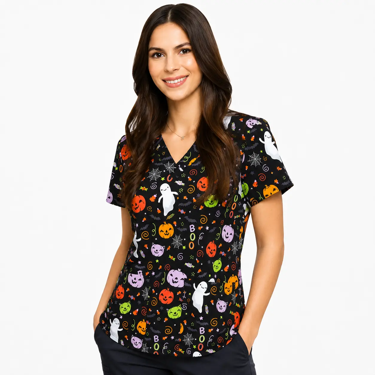 Halloween Scrub Top Women USA